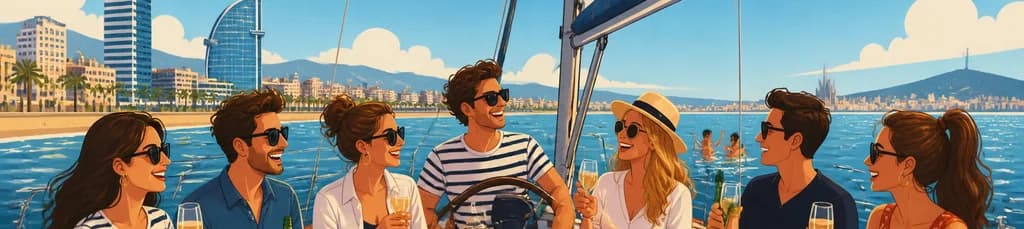 Travesía privada en velero por Barcelona con barra libre y aperitivos
