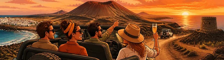 Aventura en 4x4 por Fuerteventura al atardecer, explorando el Volcán Bayuyo