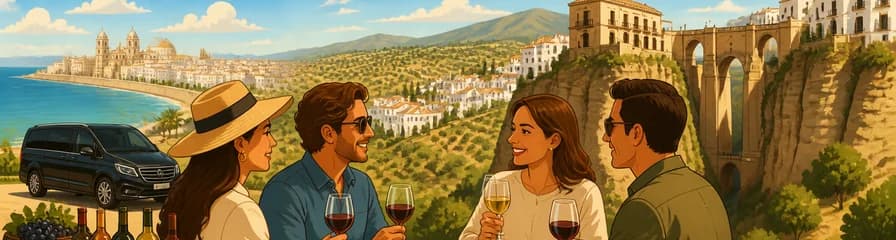 Tour premium privado de un día a Ronda con cata de vinos, partiendo desde Cádiz