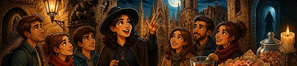 Explorando las Leyendas Góticas de Barcelona con Degustación de Bebidas y Caramelos