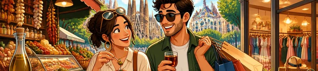 Exploración privada de 3 horas: gastronomía y compras en Barcelona