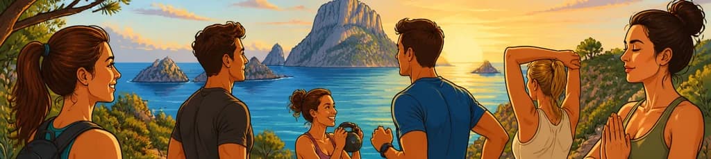 Sesión de HIIT energizante: senderismo y fitness en la costa oeste de Ibiza