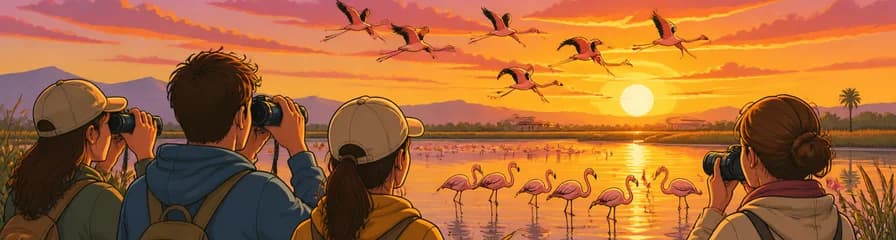 Contempla el atardecer entre flamencos en el Delta del Ebro