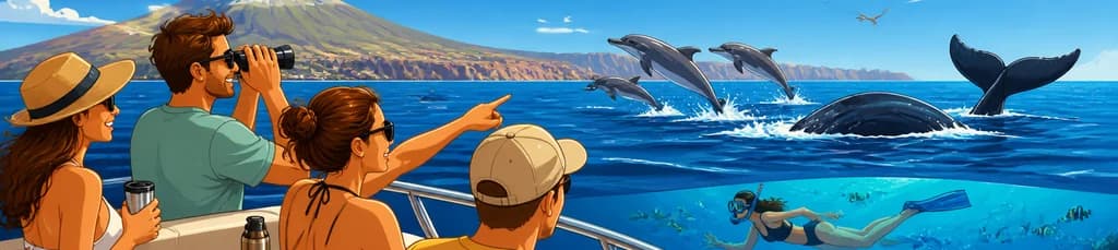 Safari marino privado de 3 horas en Tenerife con avistamiento de delfines y ballenas, snorkel, snack y bebida