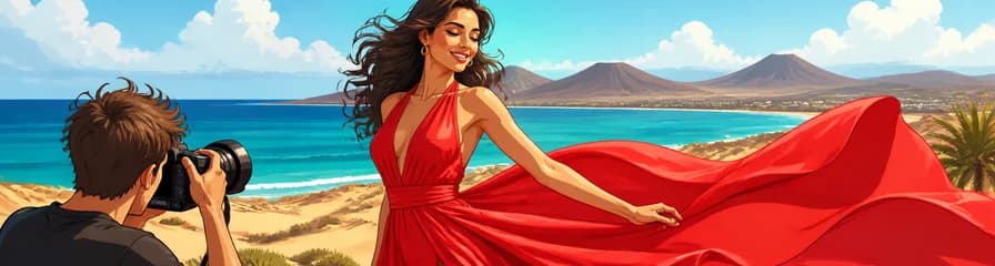 Sesión fotográfica de lujo con Flying Dress en Fuerteventura