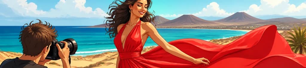 Sesión fotográfica de lujo con Flying Dress en Fuerteventura