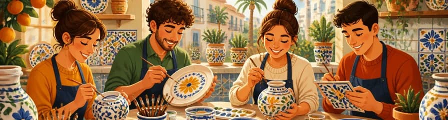 Taller de pintura de cerámica española en el barrio valenciano de Benimaclet