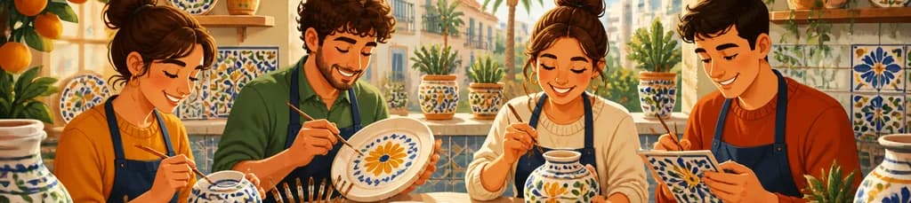 Taller de pintura de cerámica española en el barrio valenciano de Benimaclet