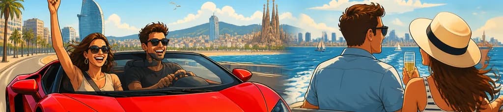 Aventura doble en Barcelona: Conducción de supercoches y paseo en barco