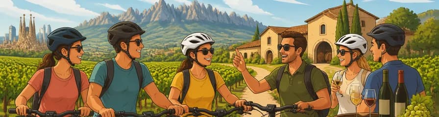 Recorrido en bicicleta eléctrica por los viñedos con visita a dos bodegas, partiendo desde Barcelona
