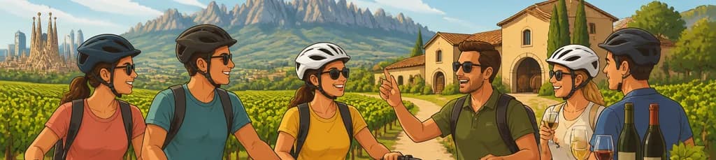 Recorrido en bicicleta eléctrica por los viñedos con visita a dos bodegas, partiendo desde Barcelona