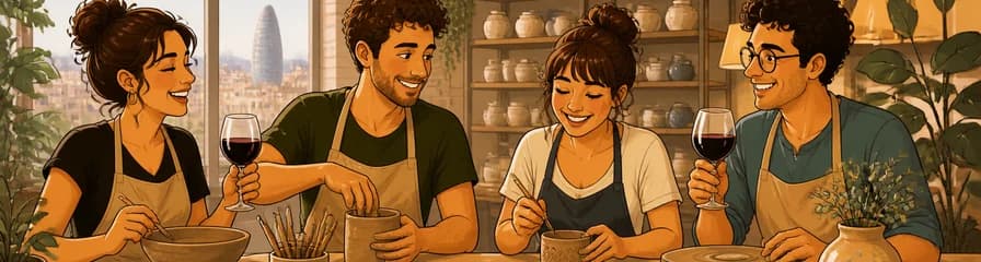 Crea tu propia pieza de cerámica con vino en el Taller Waku de Poble Nou, Barcelona