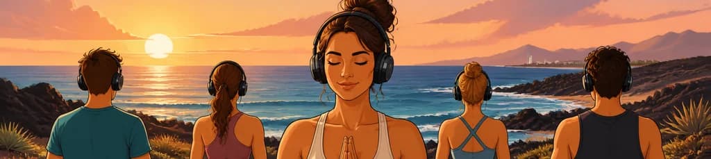 Experiencia de yoga silencioso al atardecer en El Cotillo: grupos reducidos frente al mar