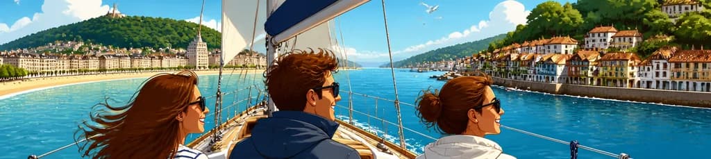 Travesía privada en velero por la bahía de La Concha y Pasai Donibane desde San Sebastián