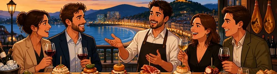 Exclusivo recorrido privado de lujo por San Sebastián con maridaje de pintxos y vinos españoles