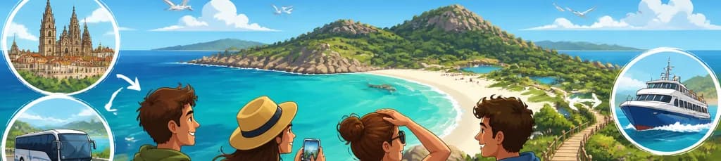 Viaje de un día a las Islas Cíes desde Santiago de Compostela, incluyendo transporte y ferry