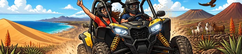 Aventura en buggy Can-Am 800 para dos personas en Fuerteventura: Dunas y volcanes de Corralejo