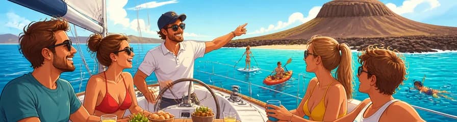 Excursión y navegación compartida en velero de 4 horas a Lobos desde Corralejo