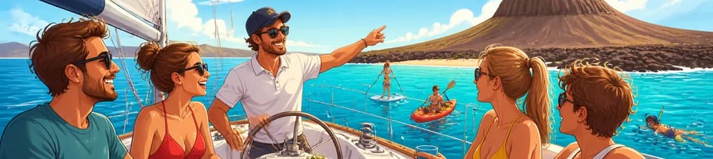 Excursión y navegación compartida en velero de 4 horas a Lobos desde Corralejo