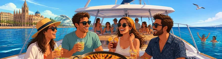 Viaje en Catamarán Dama de Valencia con Almuerzo y Parada para Bañarse en el Mar, Partiendo de Valencia