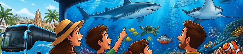 Paquete de entrada al Acuario Poema del Mar con transporte en autobús TUI