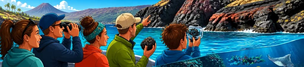 Excursión en barco para explorar las lenguas de lava marinas