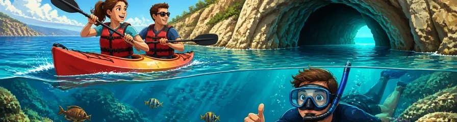Aventura de snorkel y kayak en la Cueva Turquesa