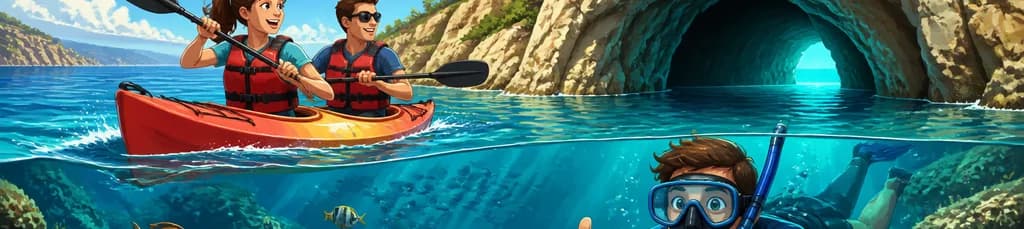 Aventura de snorkel y kayak en la Cueva Turquesa
