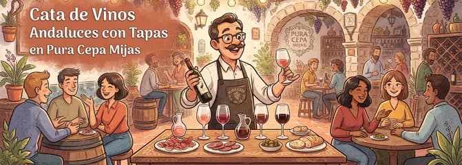 Cata de Vinos Andaluces con Tapas en Pura Cepa Mijas