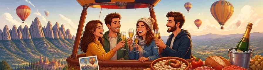 Experiencia de vuelo en globo aerostático desde Barcelona con cava y almuerzo incluido