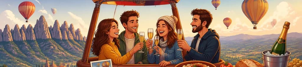 Experiencia de vuelo en globo aerostático desde Barcelona con cava y almuerzo incluido