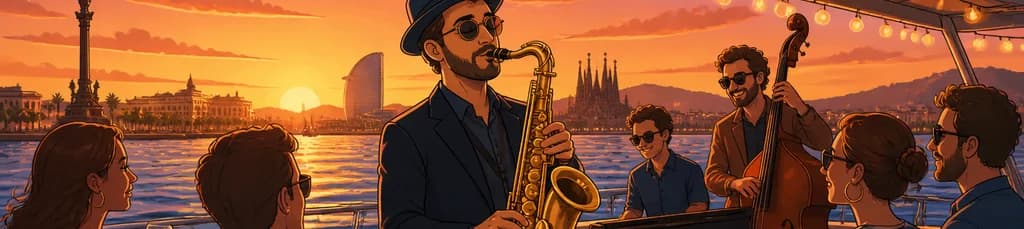 Travesía musical al atardecer en Barcelona con jazz en vivo