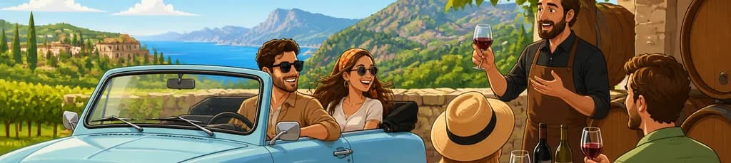 Experiencia culinaria en Mallorca: recorrido privado en Trabant descapotable con cata de vinos
