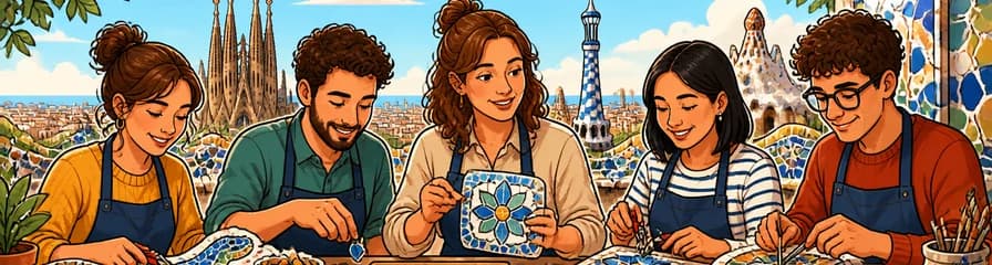 Taller de 4 horas para crear mosaicos de trencadís inspirados en Gaudí, con guía, en Barcelona