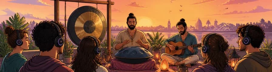 Concierto Meditativo al Amanecer y Atardecer: Handpan, Gong y Guitarra en 432Hz