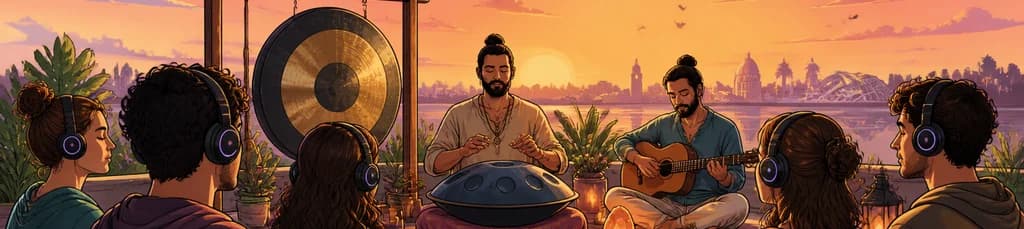 Concierto Meditativo al Amanecer y Atardecer: Handpan, Gong y Guitarra en 432Hz