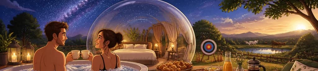 Una noche de glamping en burbuja con jacuzzi y brunch para dos en El Toril Glamping Experience