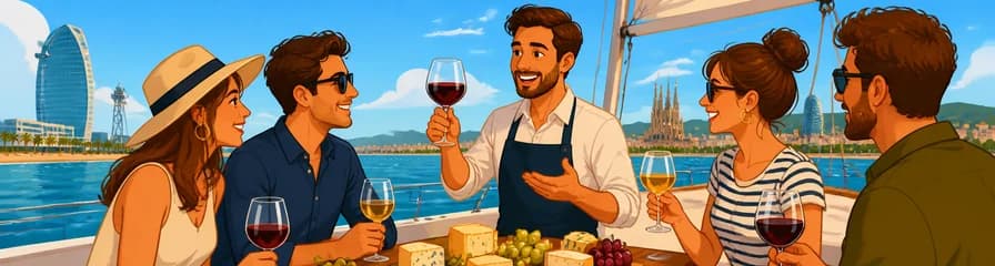 Cata de vinos y quesos a bordo de un crucero en Barcelona