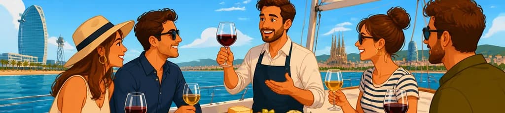 Cata de vinos y quesos a bordo de un crucero en Barcelona