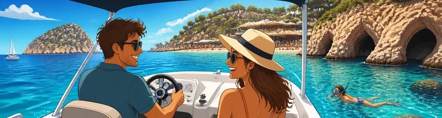 Alquiler de embarcaciones Adventurecat para tour de medio día en Ibiza, sin necesidad de licencia