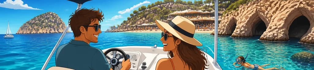 Alquiler de embarcaciones Adventurecat para tour de medio día en Ibiza, sin necesidad de licencia