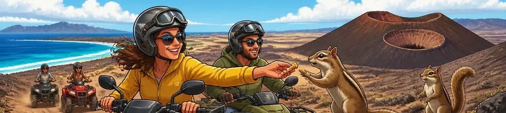 Aventura en quad: exploración volcánica y encuentro con ardillas en Fuerteventura