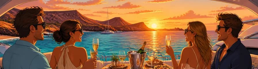 Experiencia en yate privado de lujo con atardecer en Papagayo y opciones de menú Gourmet o Premium