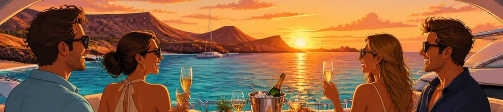 Experiencia en yate privado de lujo con atardecer en Papagayo y opciones de menú Gourmet o Premium