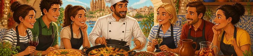 Taller de cocina española en Palma: 7 platos con bebidas y comidas completas