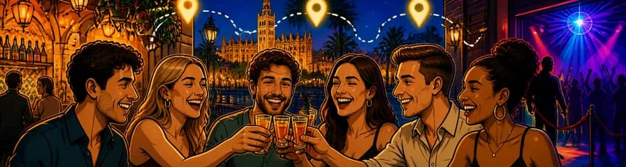 Recorrido por 3 bares de Sevilla con entrada VIP a discoteca y 3 chupitos de cortesía
