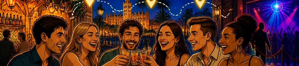 Recorrido por 3 bares de Sevilla con entrada VIP a discoteca y 3 chupitos de cortesía