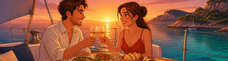 Experiencia culinaria romántica para dos al atardecer en el yate de vela Alcudia