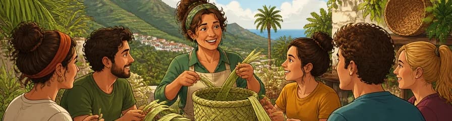 Taller de cestería tradicional con escobas de palma en La Gomera