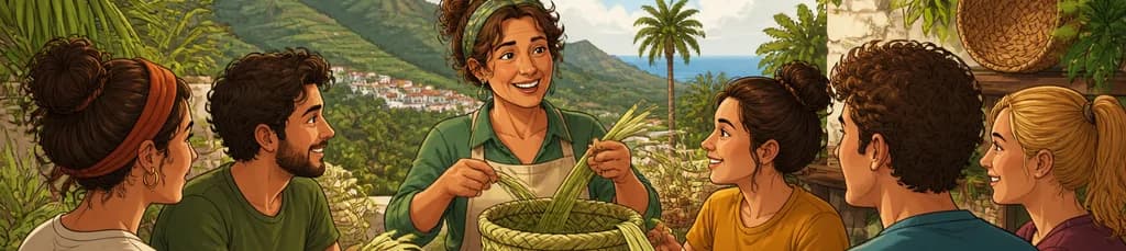 Taller de cestería tradicional con escobas de palma en La Gomera